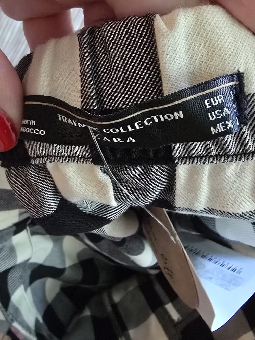 Zara Checkered Button Down Shirt Sleeve Tie Knee-length Skirt Sz S - Picture 5 of 8